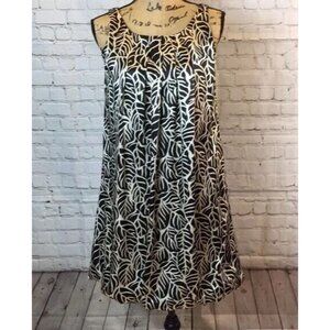 Loveholic Dress Black Cream Leaf Print Bubble Sleeveless Small